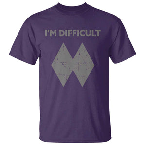 Funny Ski Snowboard T Shirt I'm Difficult Double Black Diamonds TS11 Purple Print Your Wear