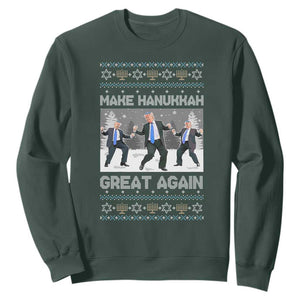 Funny Make Hanukkah Great Again Trump Sweatshirt Menorah David Stars TS11 Dark Forest Green Print Your Wear
