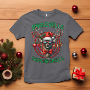 Funny Christmas Hunting T Shirt Jingle Bells Shotgun Shells Santa Deer TS11 Charcoal Print Your Wear
