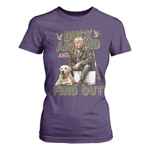 Funny Trump Hunting T Shirt For Women Buck Around And Find Out Camo Hunter TS11 Purple Print Your Wear