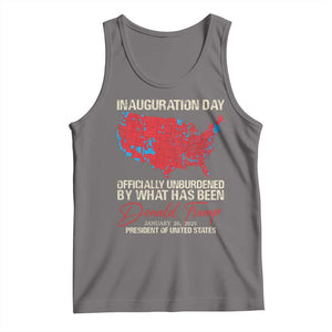 47th President Donald Trump Inauguration Day 2025 Tank Top Officially Unburdened By What Has Been American Maps TS11 Deep Heather Print Your Wear