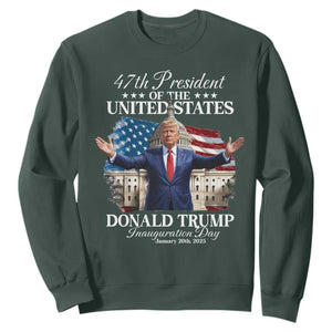 47th President Donald Trump Inauguration Day 2025 Sweatshirt United States Capitol American Flag Memorabilia TS11 Dark Forest Green Print Your Wear