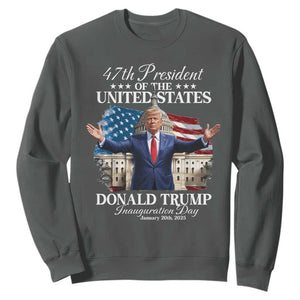 47th President Donald Trump Inauguration Day 2025 Sweatshirt United States Capitol American Flag Memorabilia TS11 Dark Heather Print Your Wear