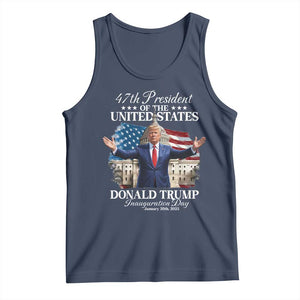 47th President Donald Trump Inauguration Day 2025 Tank Top United States Capitol American Flag Memorabilia TS11 Navy Print Your Wear
