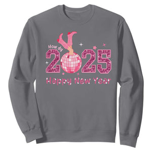 Funny Howdy 2025 Happy New Year Sweatshirt Cowgirl New Year's Eve Party Disco Ball TS11 Charcoal Print Your Wear