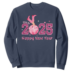 Funny Howdy 2025 Happy New Year Sweatshirt Cowgirl New Year's Eve Party Disco Ball TS11 Navy Print Your Wear