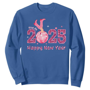 Funny Howdy 2025 Happy New Year Sweatshirt Cowgirl New Year's Eve Party Disco Ball TS11 Royal Blue Print Your Wear