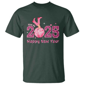 Funny Howdy 2025 Happy New Year T Shirt Cowgirl New Year's Eve Party Disco Ball TS11 Dark Forest Green Print Your Wear
