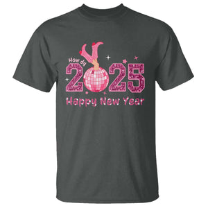 Funny Howdy 2025 Happy New Year T Shirt Cowgirl New Year's Eve Party Disco Ball TS11 Dark Heather Print Your Wear