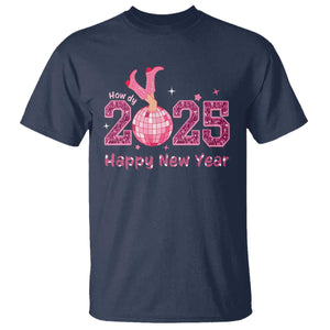 Funny Howdy 2025 Happy New Year T Shirt Cowgirl New Year's Eve Party Disco Ball TS11 Navy Print Your Wear