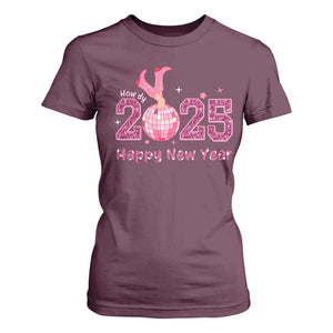 Funny Howdy 2025 Happy New Year T Shirt For Women Cowgirl New Year's Eve Party Disco Ball TS11 Maroon Print Your Wear