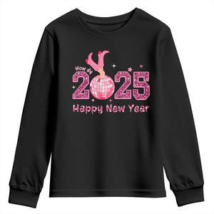 Funny Howdy 2025 Happy New Year Youth Sweatshirt Cowgirl New Year's Eve Party Disco Ball TS11 Black Print Your Wear