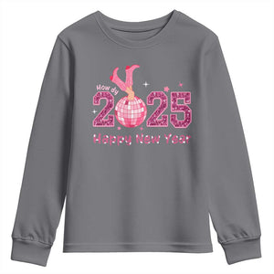 Funny Howdy 2025 Happy New Year Youth Sweatshirt Cowgirl New Year's Eve Party Disco Ball TS11 Charcoal Print Your Wear