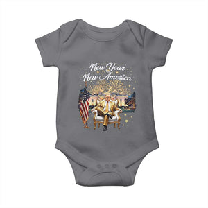 Funny Trump New Year New America 2025 Baby Onesie White House American Flag TS11 Charcoal Print Your Wear