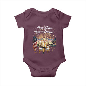 Funny Trump New Year New America 2025 Baby Onesie White House American Flag TS11 Maroon Print Your Wear