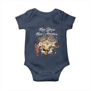 Funny Trump New Year New America 2025 Baby Onesie White House American Flag TS11 Navy Print Your Wear