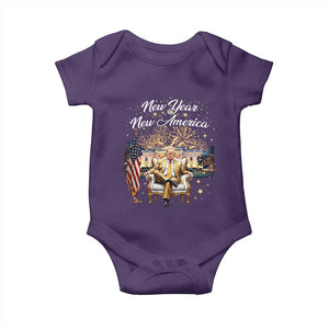 Funny Trump New Year New America 2025 Baby Onesie White House American Flag TS11 Purple Print Your Wear