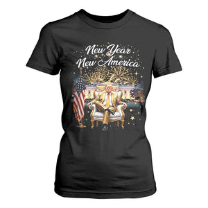 Funny Trump New Year New America 2025 T Shirt For Women White House American Flag TS11 Black Print Your Wear