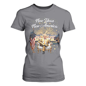 Funny Trump New Year New America 2025 T Shirt For Women White House American Flag TS11 Charcoal Print Your Wear
