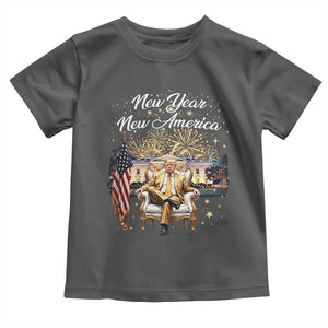 Funny Trump New Year New America 2025 Toddler T Shirt White House American Flag TS11 Dark Heather Print Your Wear