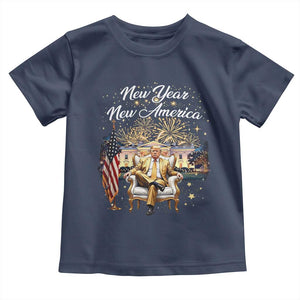Funny Trump New Year New America 2025 Toddler T Shirt White House American Flag TS11 Navy Print Your Wear