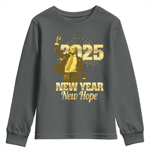 Funny Trump New Year New Hope 2025 Youth Sweatshirt TS11 Dark Heather Print Your Wear