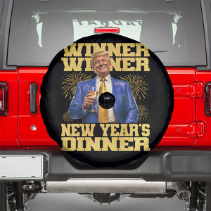 Funny Trump New Year 2025 Spare Tire Cover Winner Winner New Year's Dinner Champagne TS11 Black Print Your Wear