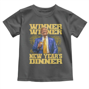 Funny Trump New Year 2025 Toddler T Shirt Winner Winner New Year's Dinner Champagne TS11 Dark Heather Print Your Wear