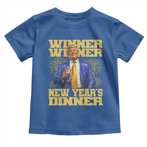 Funny Trump New Year 2025 Toddler T Shirt Winner Winner New Year's Dinner Champagne TS11 Royal Blue Print Your Wear