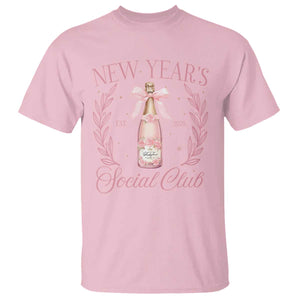 New Year's Social Club 2025 T Shirt Coquette Champagne Bottles TS11 Light Pink Print Your Wear