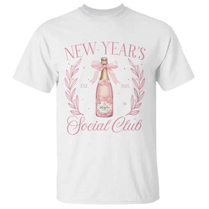 New Year's Social Club 2025 T Shirt Coquette Champagne Bottles TS11 White Print Your Wear