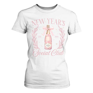 New Year's Social Club 2025 T Shirt For Women Coquette Champagne Bottles TS11 White Print Your Wear