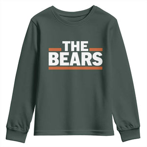 Funny Bears Lover Youth Sweatshirt Orange Stripes Grizzly Animal TS11 Dark Forest Green Print Your Wear
