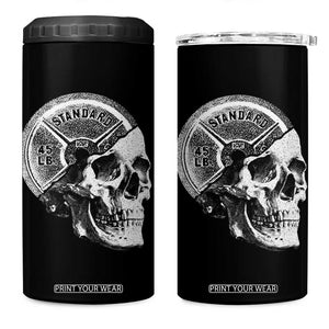 Skull 45 lbs Plate Weight Lifting Gym Workout 4 in 1 Can Cooler Tumbler TS11 One Size: 16 oz Black Print Your Wear