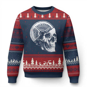 Skull 45 lbs Plate Weight Lifting Gym Workout Ugly Christmas Sweater TS11 Navy Red Print Your Wear