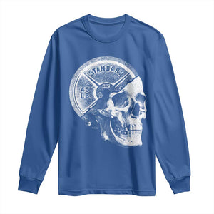 Skull 45 lbs Plate Weight Lifting Gym Workout Long Sleeve Shirt TS11 Royal Blue Print Your Wear