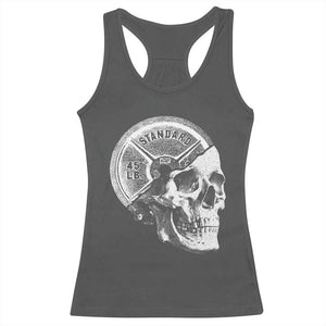 Skull 45 lbs Plate Weight Lifting Gym Workout Racerback Tank Top TS11 Dark Heather Print Your Wear