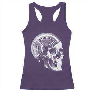 Skull 45 lbs Plate Weight Lifting Gym Workout Racerback Tank Top TS11 Purple Print Your Wear