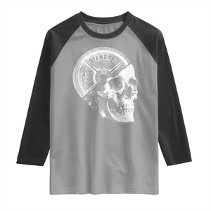 Skull 45 lbs Plate Weight Lifting Gym Workout Raglan Shirt TS11 Sport Gray Black Print Your Wear
