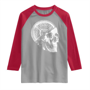 Skull 45 lbs Plate Weight Lifting Gym Workout Raglan Shirt TS11 Sport Gray Red Print Your Wear