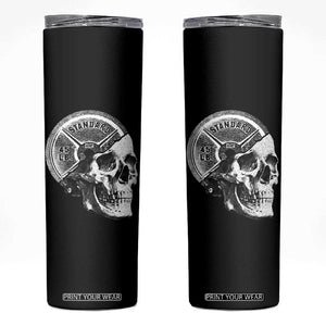 Skull 45 lbs Plate Weight Lifting Gym Workout Skinny Tumbler TS11 Black Print Your Wear
