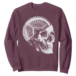 Skull 45 lbs Plate Weight Lifting Gym Workout Sweatshirt TS11 Maroon Print Your Wear