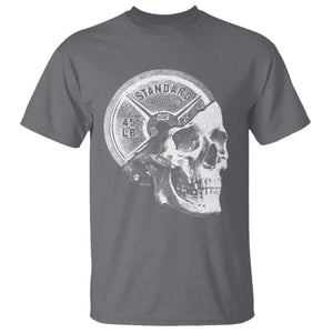Skull 45 lbs Plate Weight Lifting Gym Workout T Shirt TS11 Charcoal Print Your Wear