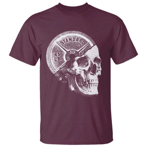 Skull 45 lbs Plate Weight Lifting Gym Workout T Shirt TS11 Maroon Print Your Wear