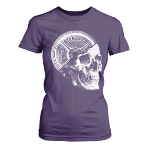 Skull 45 lbs Plate Weight Lifting Gym Workout T Shirt For Women TS11 Purple Print Your Wear