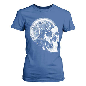Skull 45 lbs Plate Weight Lifting Gym Workout T Shirt For Women TS11 Royal Blue Print Your Wear