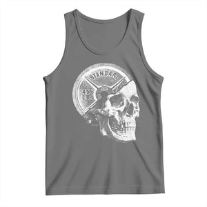 Skull 45 lbs Plate Weight Lifting Gym Workout Tank Top TS11 Black Heather Print Your Wear