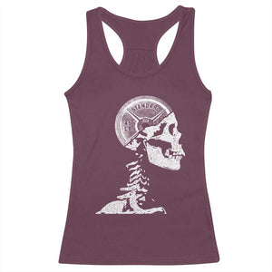 Funny Skeleton 45 lbs Plate Weight Lifting Gym Working Out Racerback Tank Top TS11 Maroon Print Your Wear