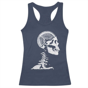 Funny Skeleton 45 lbs Plate Weight Lifting Gym Working Out Racerback Tank Top TS11 Navy Print Your Wear