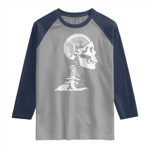 Funny Skeleton 45 lbs Plate Weight Lifting Gym Working Out Raglan Shirt TS11 Sport Gray Navy Print Your Wear